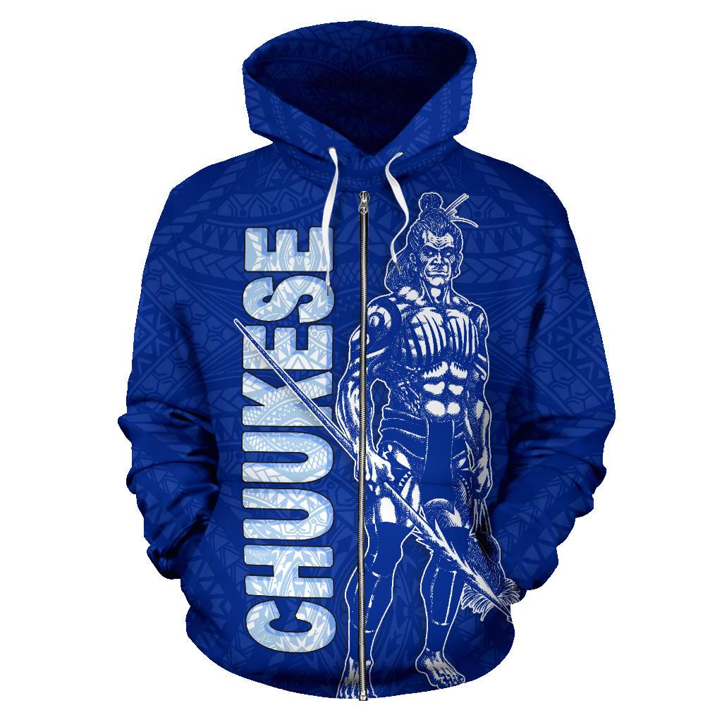 Chuuk Zip up Hoodie Micronesia Chuukese Warrior Flag Color - Polynesian Pride