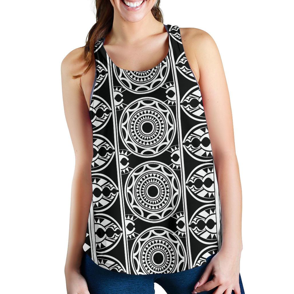 Polynesian Women Racerback Tank Top 31 Black-White - Polynesian Pride