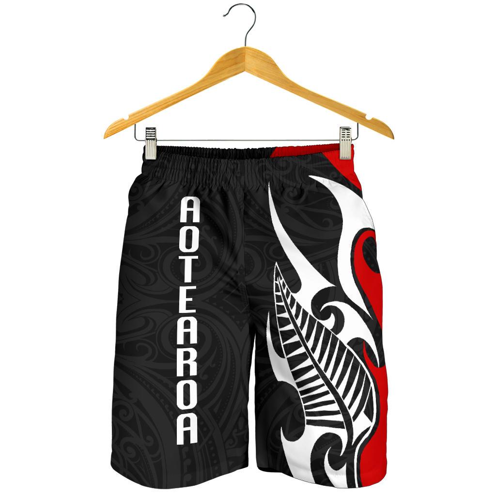 Aotearoa Silver Fern Maori Men's Short Red - Black - Polynesian Pride