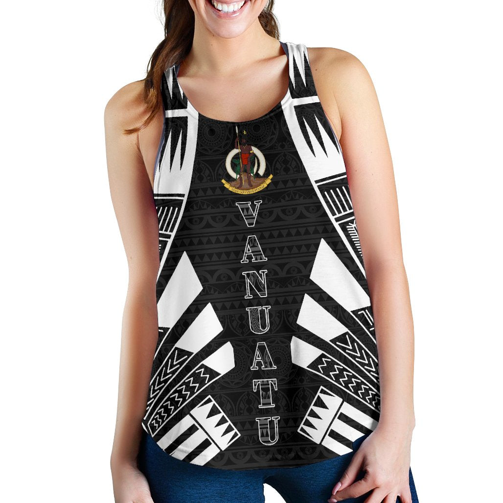 Vanuatu Women Racerback Tank - Polynesian Tattoo Black Black - Polynesian Pride