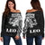 Sun In Leo Zodiac Women Off Shoulder Sweater Polynesian Tattoo Simple - White Black - Polynesian Pride