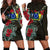 Cook Islands Hibiscus Hoodie Dress Black - Polynesian Pride