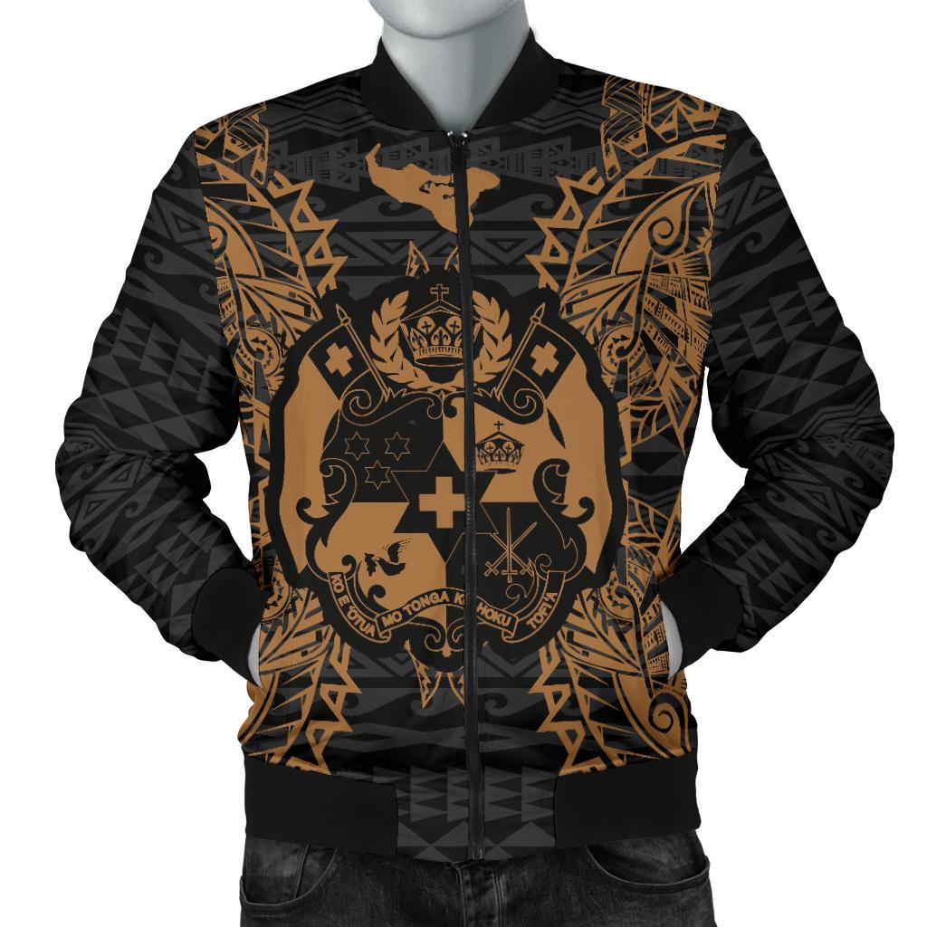 Tonga Polynesian Men's Bomber Jacket Map Gold Gold - Polynesian Pride