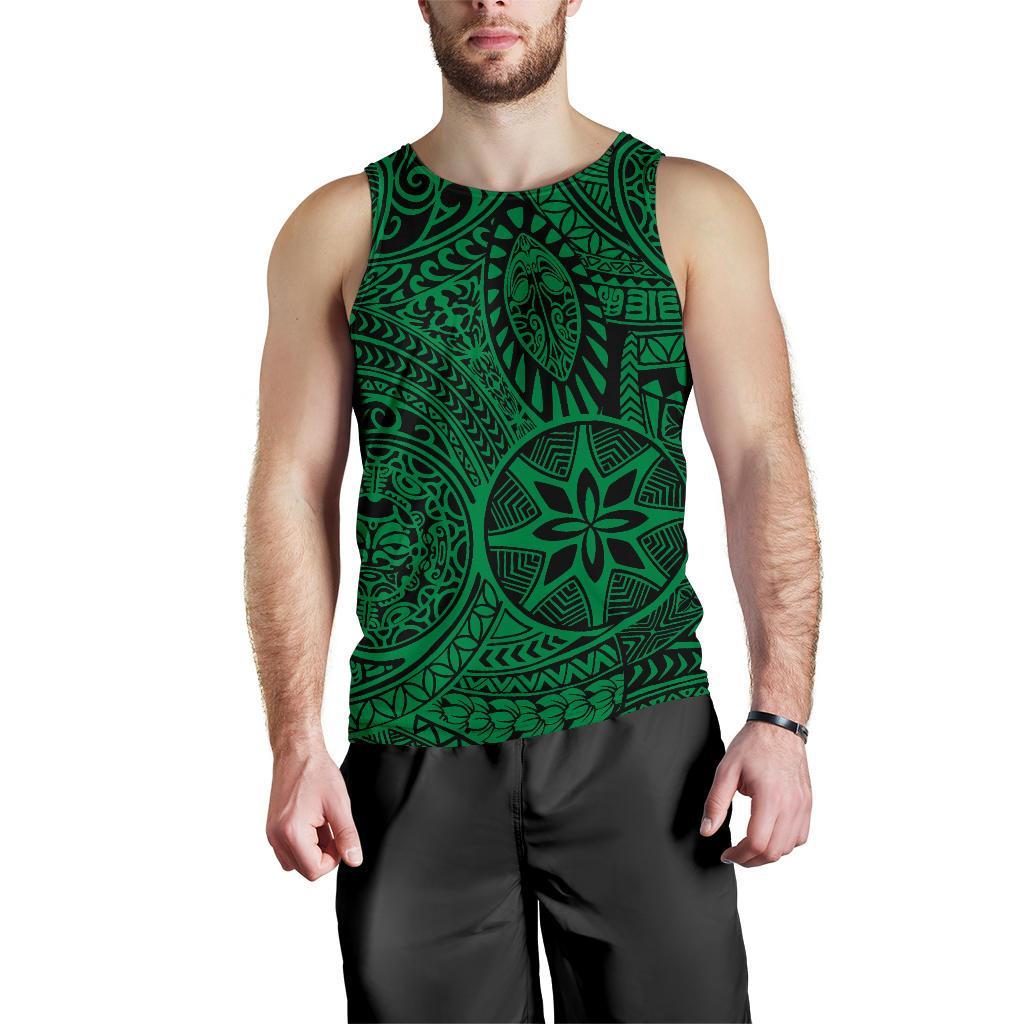 Polynesian Hawaiian Style Tribal Tattoo Green Hawaii Men's Tank Top Green - Polynesian Pride