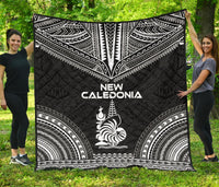 New Caledonia Premium Quilt - New Caledonia Coat Of Arms Polynesian Chief Black Version Black - Polynesian Pride