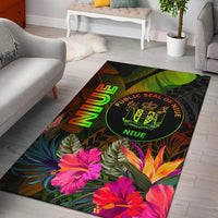 Niue Polynesian Area Rug - Hibiscus and Banana Leaves Reggae - Polynesian Pride