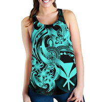 Polynesian Hawaii Women's Racerback Tank - Kanaka Maoli Blue Turtle - Polynesian Pride