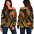 Chuuk Micronesian Women Off Shoulder Sweater - Gold Plumeria Gold - Polynesian Pride