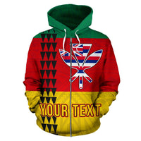 Hawaii Kanaka Flag Zipper Custom Hoodie - Polynesian Pride