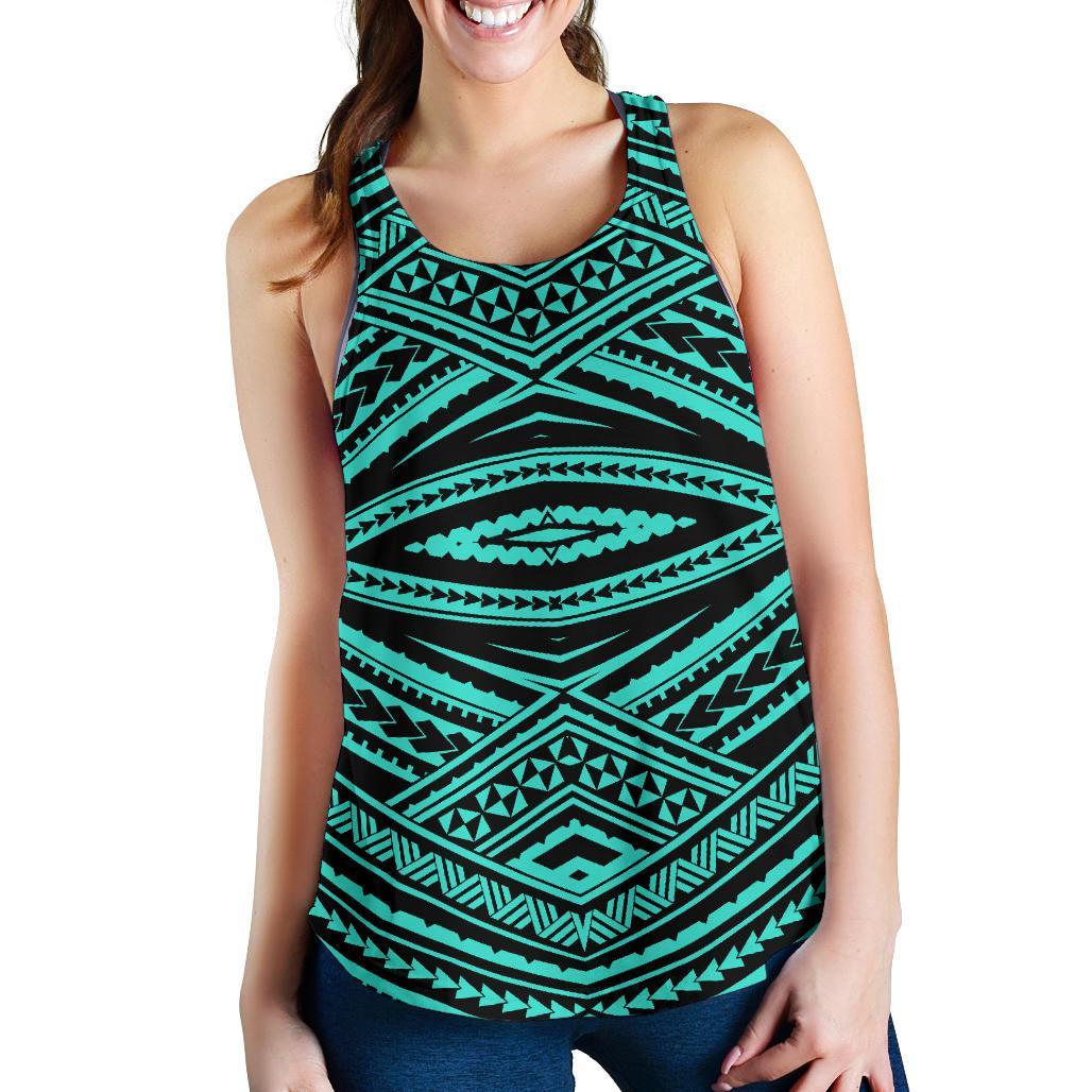 Polynesian Tatau Turquoise Women's Racerback Tank Top Turquoise - Polynesian Pride