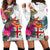 Fiji Polynesian Women's Hoodie Dress - Hibiscus White Pattern White - Polynesian Pride