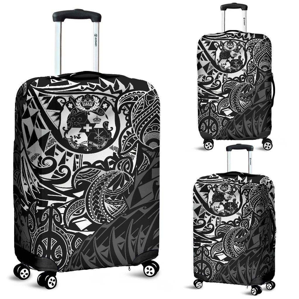 Tonga Polynesian Luggage Covers - White Turtle Flowing White - Polynesian Pride