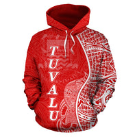 Tuvalu Polynesian Hoodie Coconut Tree Red nd White - Polynesian Pride