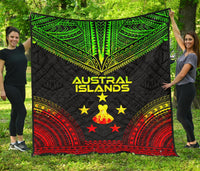 Austral Islands Premium Quilt - Austral Islands Flag Polynesian Chief Reggae Version - Polynesian Pride