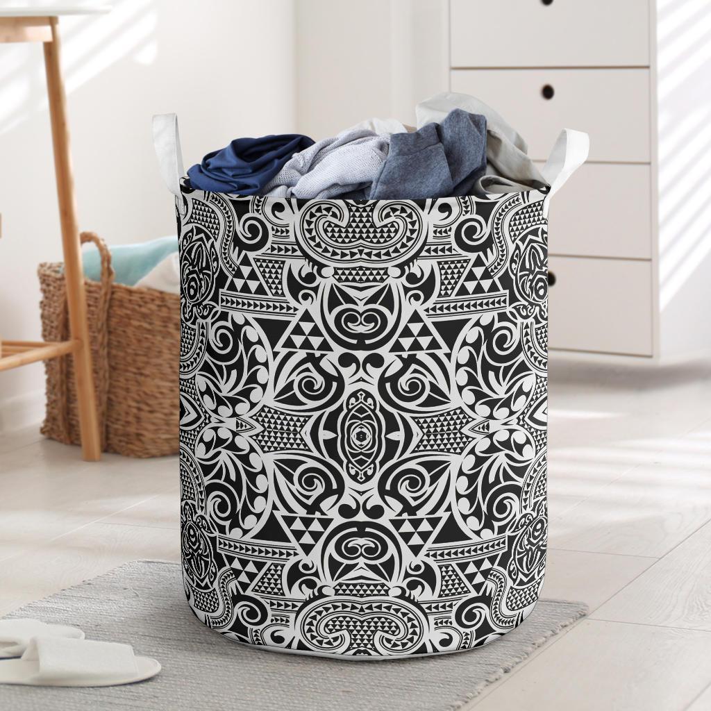Polynesian Kakau Turtle Hawaii Laundry Basket Laundry Basket One Size Black - Polynesian Pride