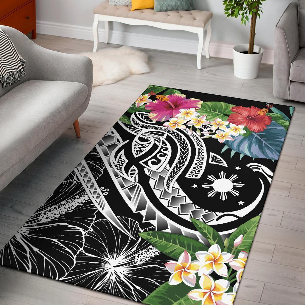 The Philippines Area Rug - Summer Plumeria (Black) Black - Polynesian Pride