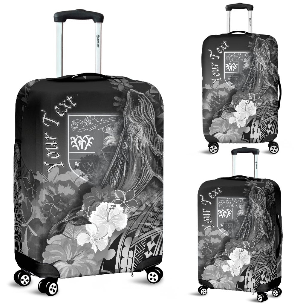 Fiji Custom Personalised Luggage Covers - Humpback Whale with Tropical Flowers (White) - Polynesian Pride