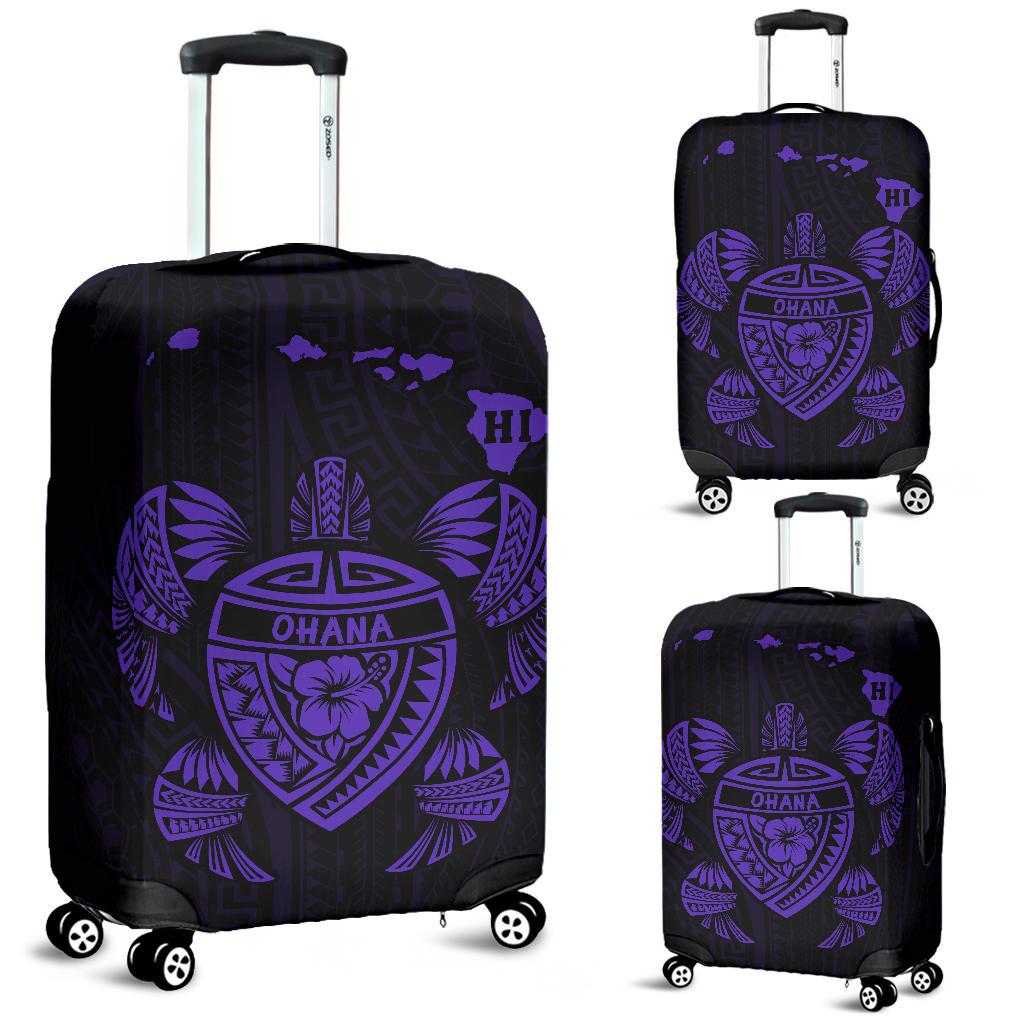 Hawaii Kakau Polynesian Turtle Map Luggage Covers - Purple Purple - Polynesian Pride