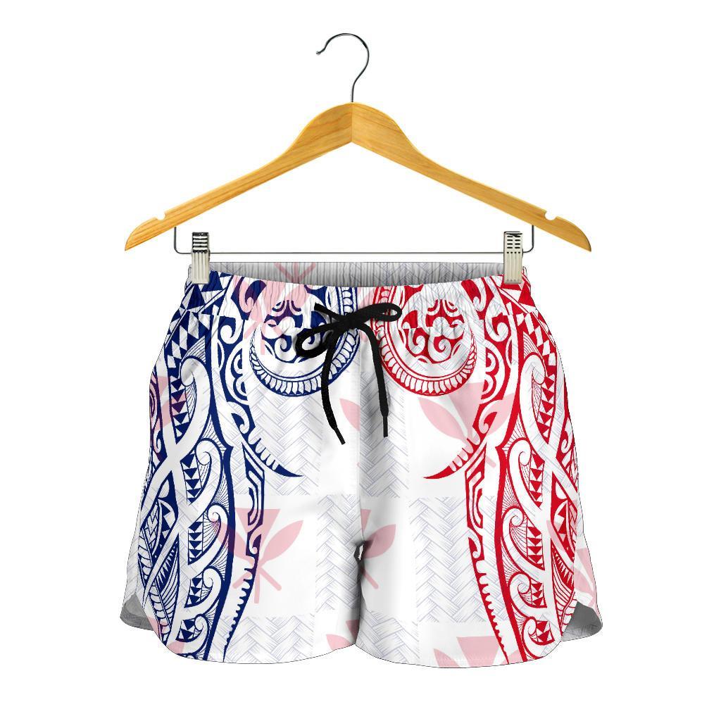 Hawaiian Kanaka Women's Shorts Flag Nation Demodern White AH - Polynesian Pride