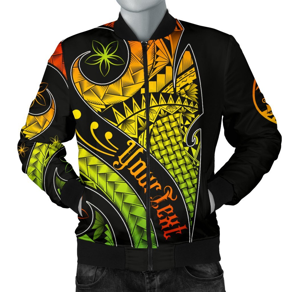 Guam Personalised Men's Bomber Jacket - Guam Polynesian Decorative Patterns Black - Polynesian Pride