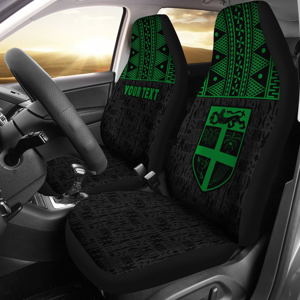 Fiji Tapa Custom Personalised Car Seat Covers - Fiji FLag Green Universal Fit Green - Polynesian Pride