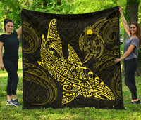 Polynesian Quilt - Polynesian Yellow Shark Warrior Tattoo Yellow - Polynesian Pride