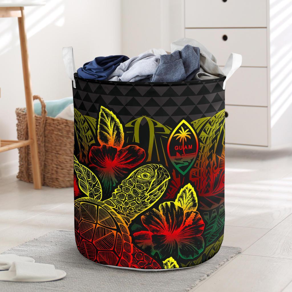 Guam Laundry Basket - Polynesian Turtle Hibiscus Reggae Laundry Basket One Size Reggae - Polynesian Pride