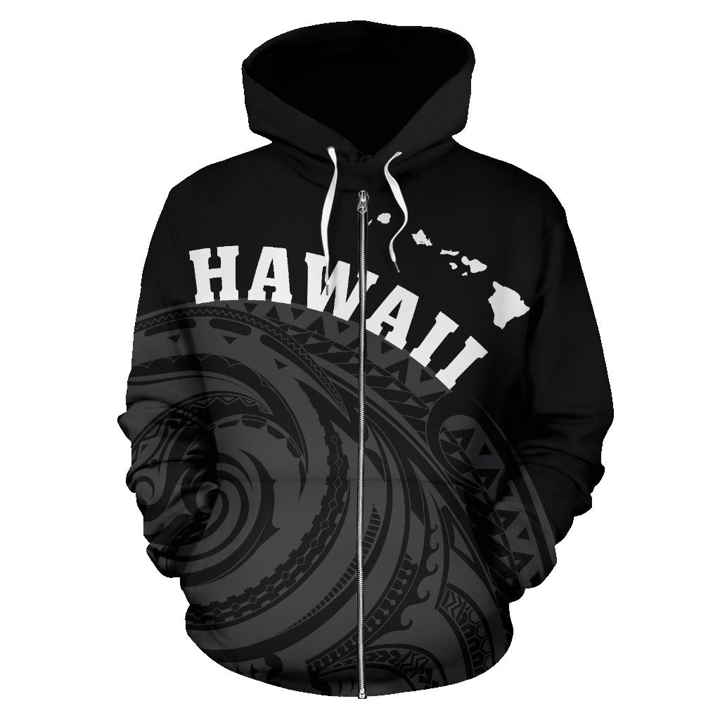 Hawaii Polynesia Zip up Hoodie Tatau Style - Polynesian Pride
