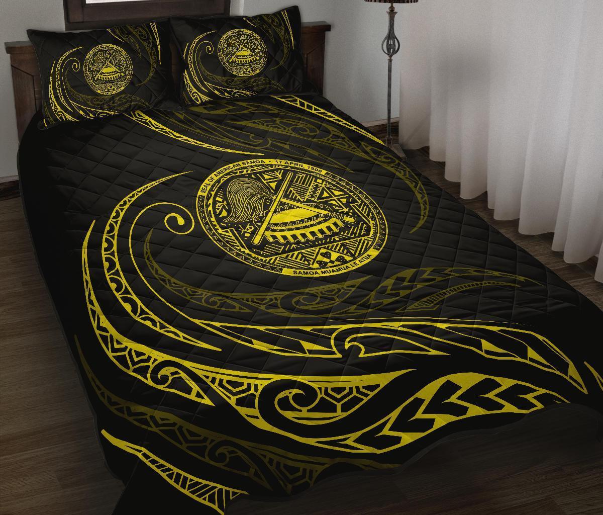 American Samoa Quilt Bed Set - Yellow - Frida Style - Polynesian Pride
