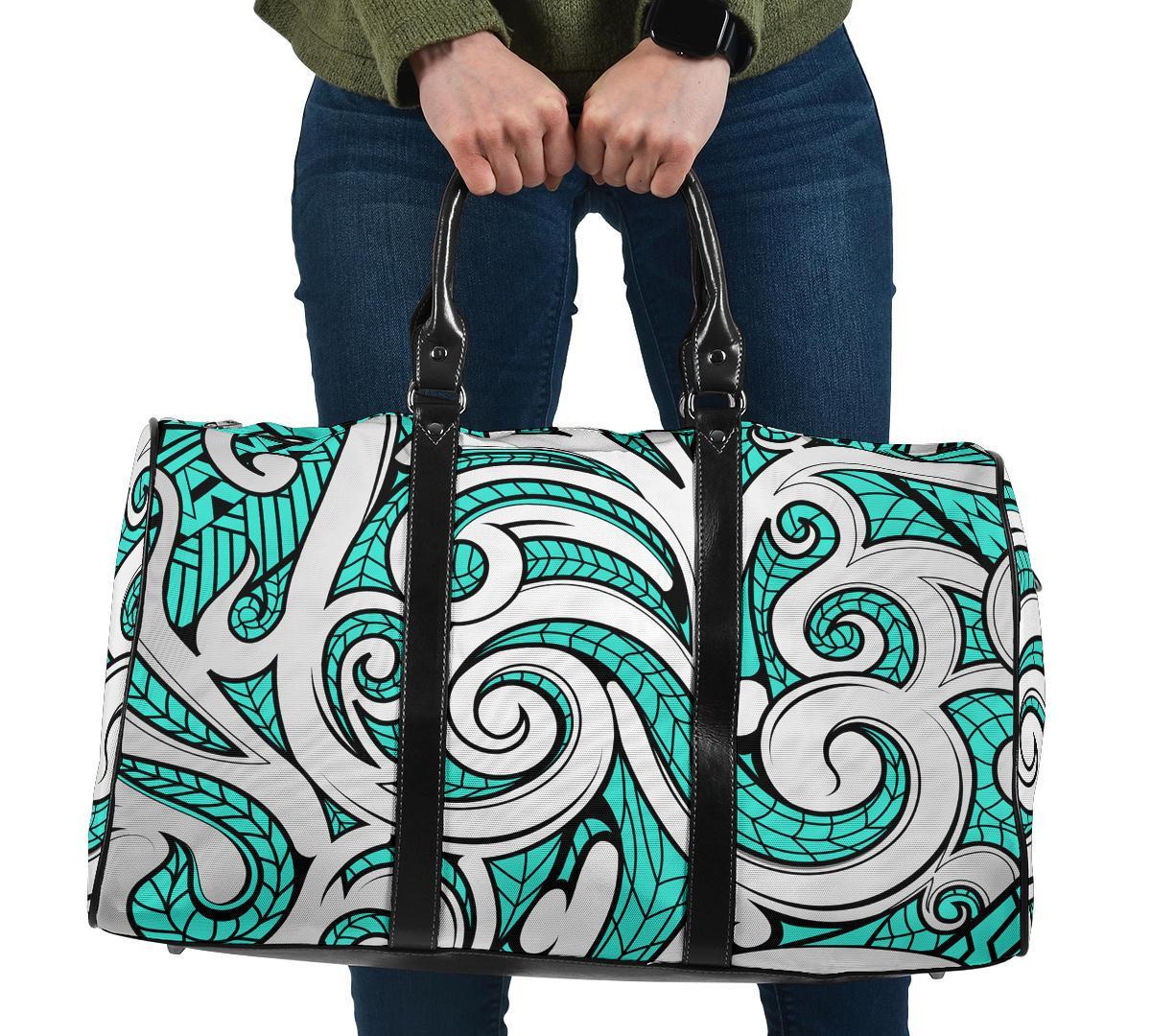 Polynesian Maori Ethnic Ornament Turquoise Hawaii Travel Bag Travel Bag Turquoise - Polynesian Pride