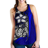 Kosrae Micronesia Women's Racerback Tank Blue - Turtle With Hook - Polynesian Pride