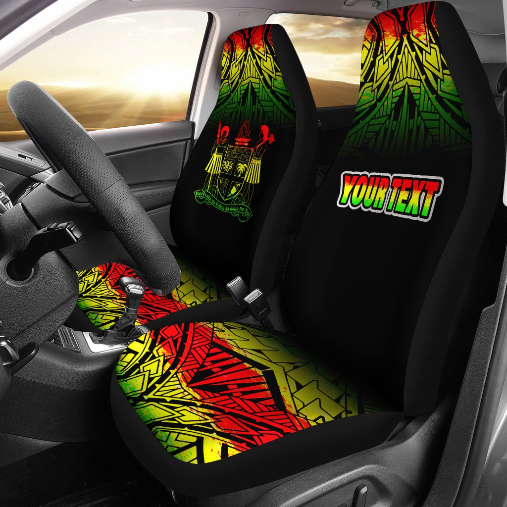 Fiji Custom Personalised Car Seat Covers - Fiji Coat Of Arms Fog Reggae Style Universal Fit Reggae - Polynesian Pride