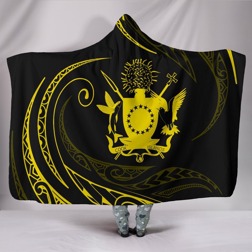 Cook Islands Hooded Blanket - Yellow - Frida Style Hooded Blanket White - Polynesian Pride