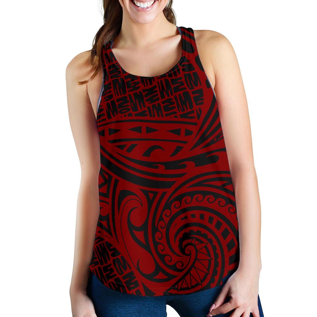 Polynesian Women Racerback Tank Top 16 Black-Red - Polynesian Pride