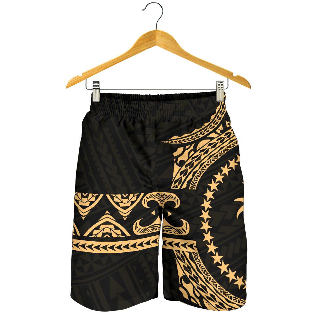 Chuuk Polynesian All Over Print Men's Short - Gold Version Gold - Black - Polynesian Pride