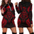 Kosrae Polynesian Hoodie Dress Map Red Red - Polynesian Pride