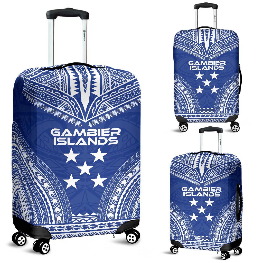 Gambier Islands Flag Polynesian Chief Luggage Cover Blue - Polynesian Pride