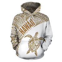 Hawaii Hoodie Turtle Mermaid Polynesian Tattoo White Gold Version - Polynesian Pride