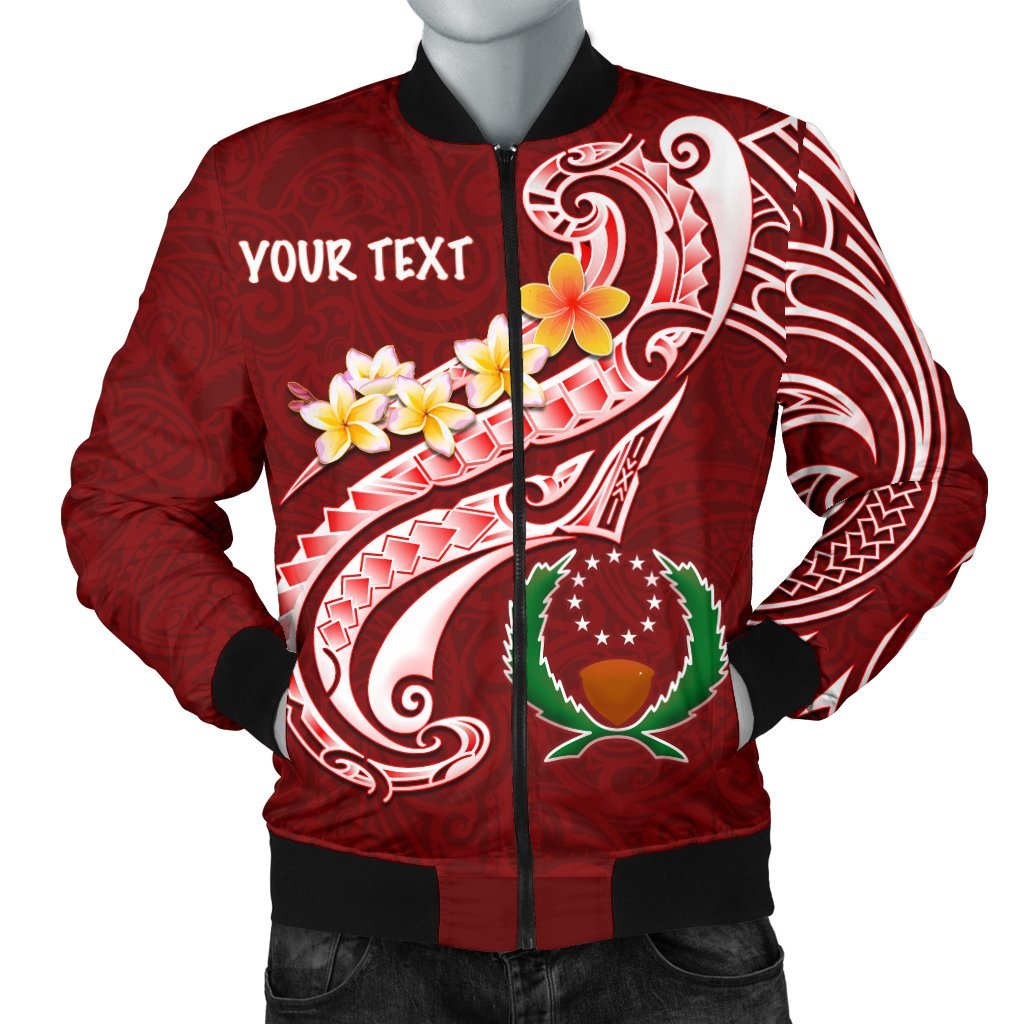 Pohnpei Personalised Men's Bomber Jacket - Pohnpei Seal Polynesian Patterns Plumeria Red - Polynesian Pride