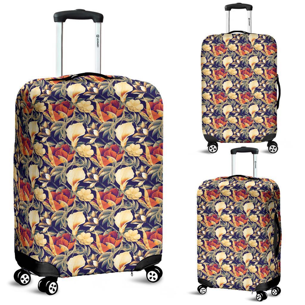 Hawaii Seamless Tropical Flower Plant And Leaf Pattern Background Luggage Cover White - Polynesian Pride