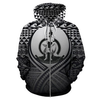 Vanuatu All Over Zip up Hoodie Lift up Black - Polynesian Pride