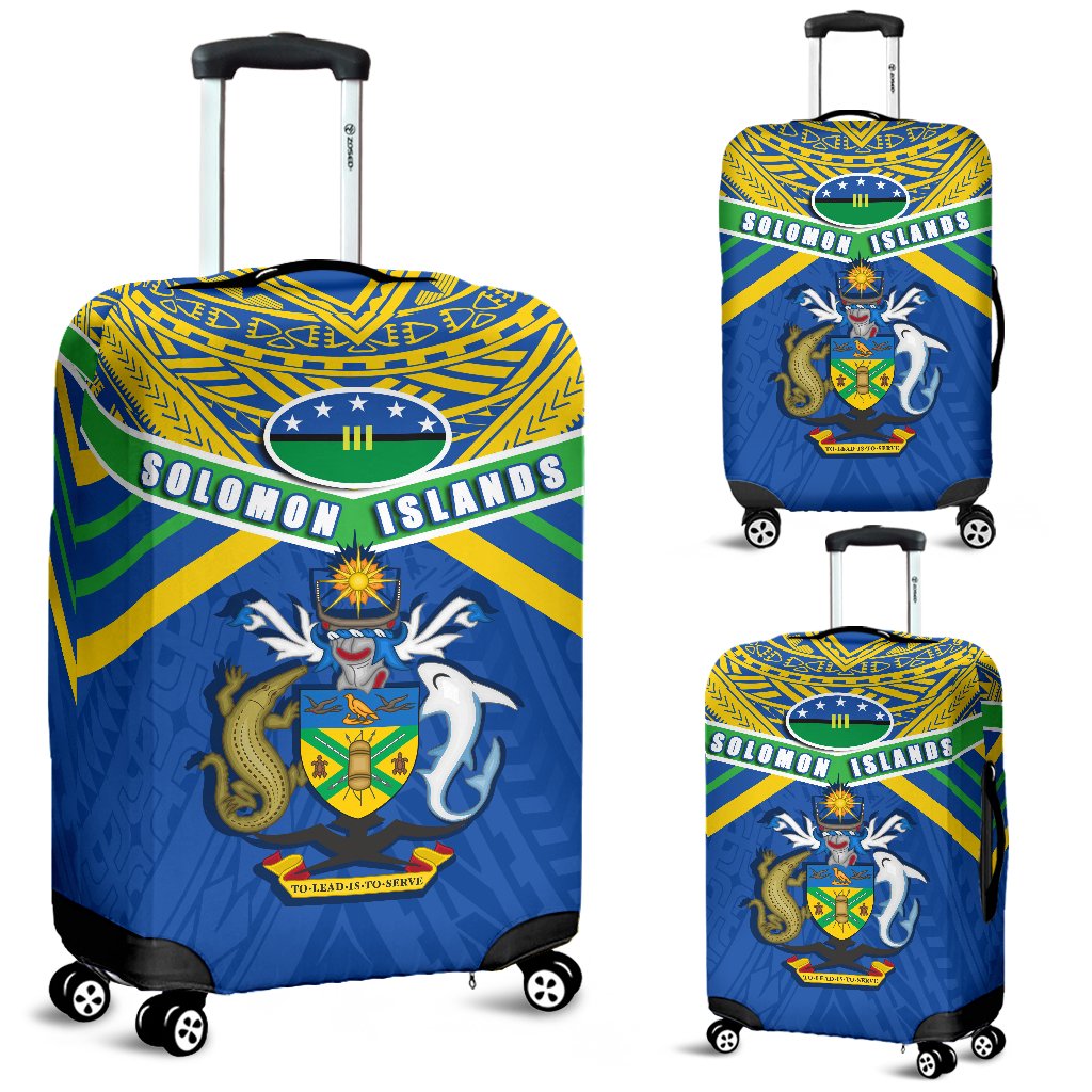 Solomon Islands Luggage Covers Simple Coat Of Arms Rugby Blue - Polynesian Pride