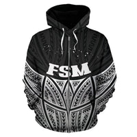 Federated States of Micronesia Polynesian Zip up Hoodie Black Pride Map and Seal - Polynesian Pride