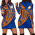 Marshall Islands Polynesian Women's Hoodie Dress - Tribal Tattoo Blue - Polynesian Pride