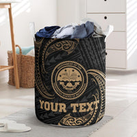 Federated States Of Micronesia Custom Personalised Laundry Basket - Gold Tribal Wave OneStyle One Size - Polynesian Pride