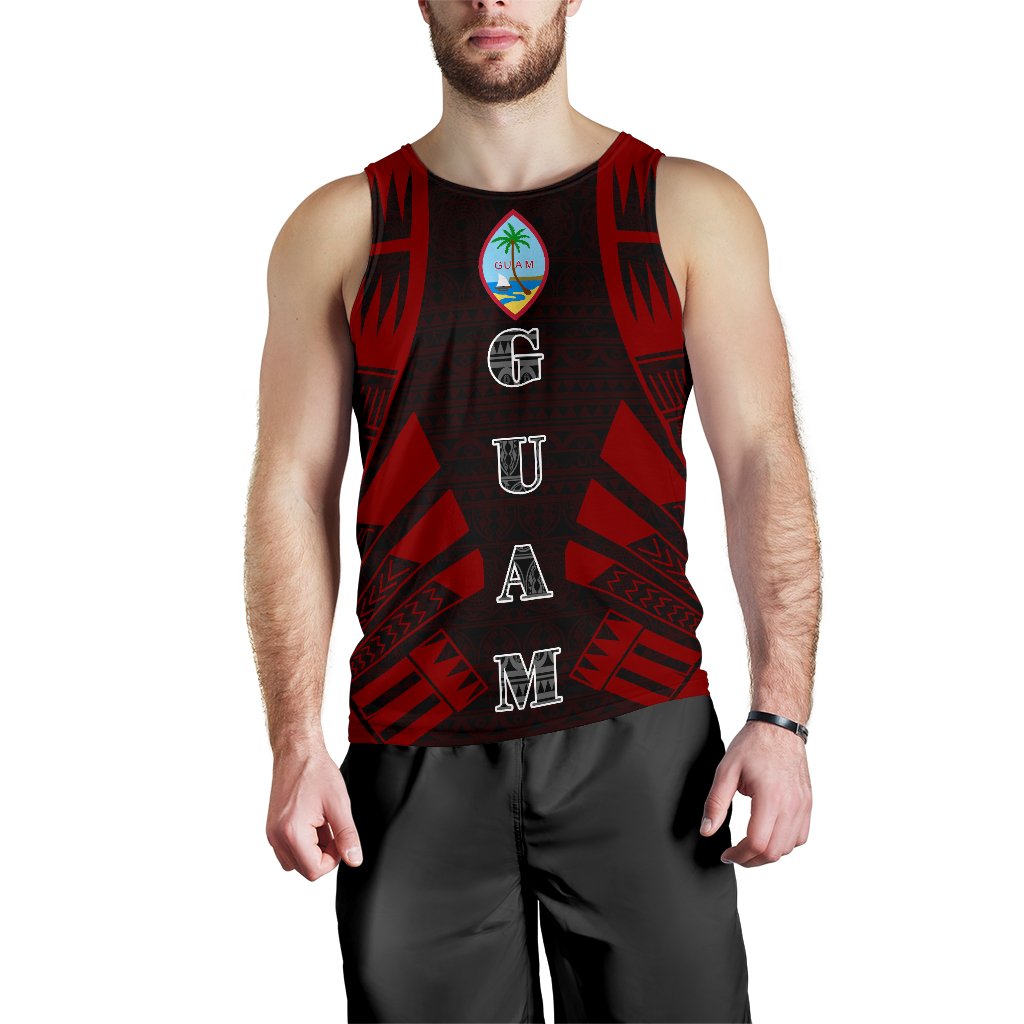 Guam Men Tank Top - Polynesian Tattoo Red Red - Polynesian Pride