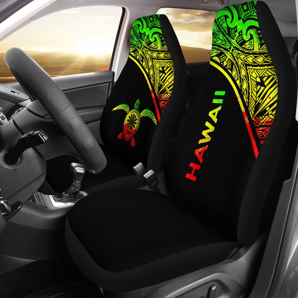 Hawaii Car Seat Covers - Polynesian Turtle Tattoo Reggae Curve Universal Fit Reggae - Polynesian Pride