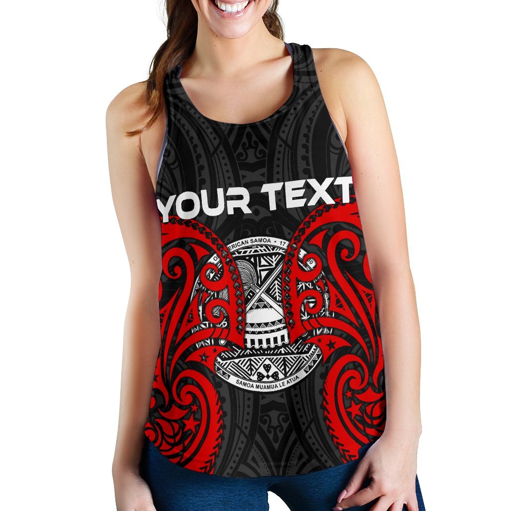 American Samoa Polynesian Custom Personalised Women's Racerback Tank - American Samoan Spirit Red - Polynesian Pride