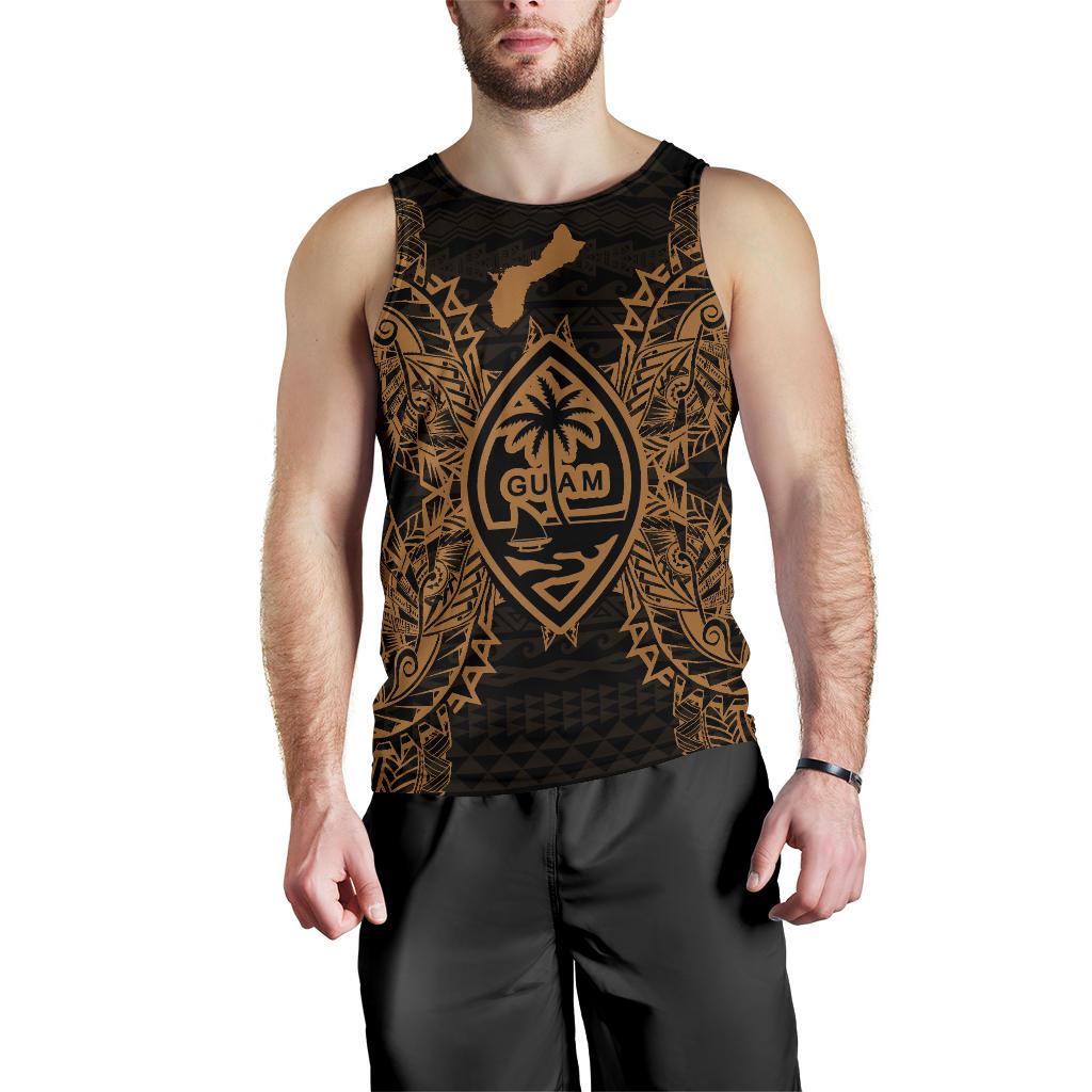 Guam Polynesian Men Tank Top Map Gold Gold - Polynesian Pride