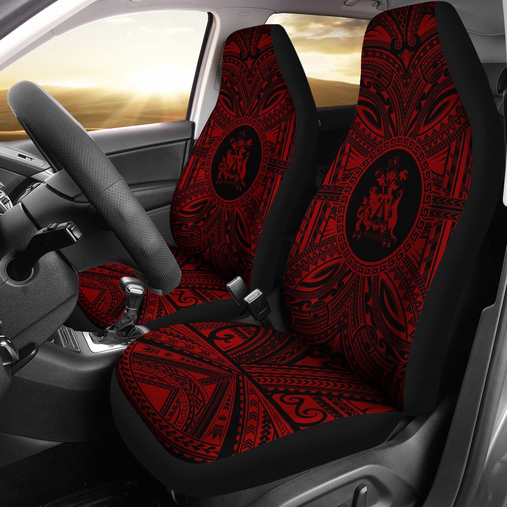 Norfolk Island Car Seat Cover - Norfolk Island Coat Of Arms Polynesian Red Black Universal Fit Red - Polynesian Pride